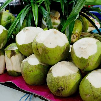 Tender and Fresh Coconut in the market