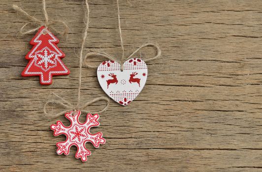 rustic christmas decoration on old wood background