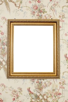 antique golden frame isolated on white background