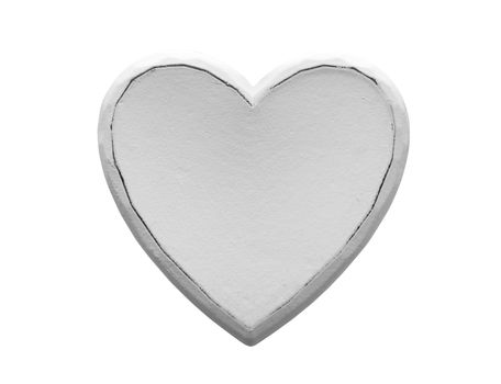 white wooden heart on white