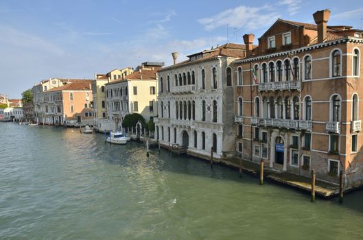 Historical Palaces at the Gran Canal, Venice, northern Italy.