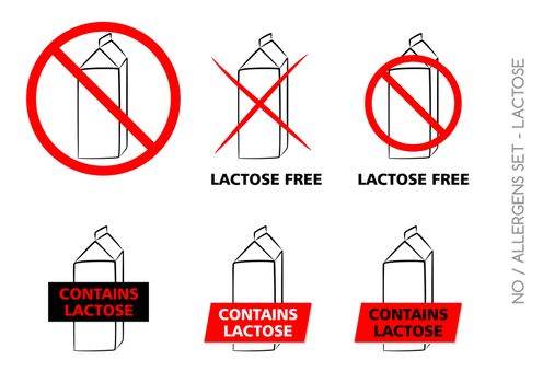 Lactose Free Symbols isolated on white background