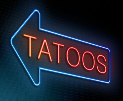 Illustration depicting an illuminated neon sign with a tatoo concept.