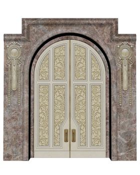 Palace entrance isolated in white background - 3D render