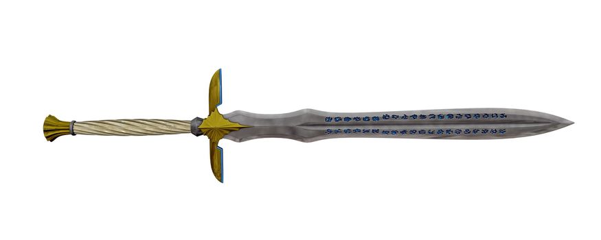 Elf sword isolated in white background - 3D render