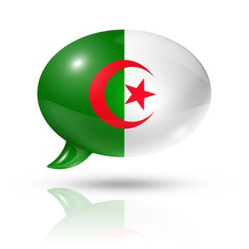 three dimensional Algerian flag in a speech bubble isolated on white with clipping path