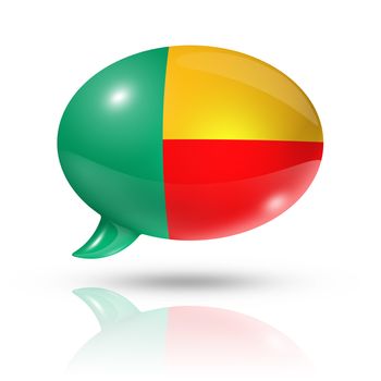 three dimensional Benin flag in a speech bubble isolated on white with clipping path
