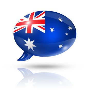 three dimensional Australia flag in a speech bubble isolated on white with clipping path