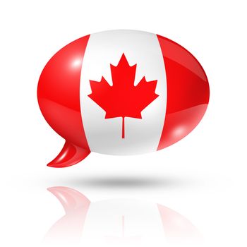 three dimensional Canada flag in a speech bubble isolated on white with clipping path
