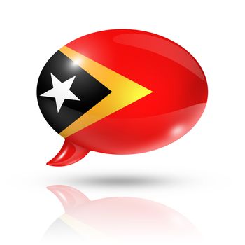 three dimensional East Timor flag in a speech bubble isolated on white with clipping path