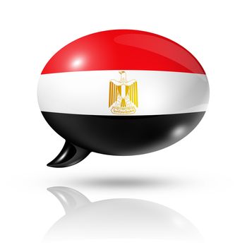 three dimensional Egypt flag in a speech bubble isolated on white with clipping path