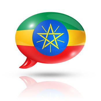 three dimensional Ethiopia flag in a speech bubble isolated on white with clipping path