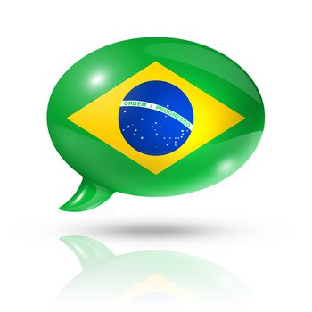 three dimensional Brazil flag in a speech bubble isolated on white with clipping path