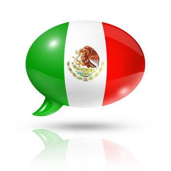 three dimensional Mexico flag in a speech bubble isolated on white with clipping path