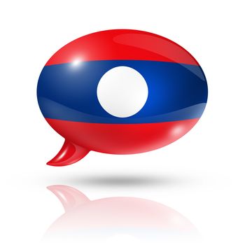 three dimensional Laos flag in a speech bubble isolated on white with clipping path