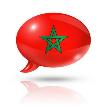 three dimensional Morocco flag in a speech bubble isolated on white with clipping path
