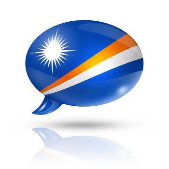 three dimensional Marshall Islands flag in a speech bubble isolated on white with clipping path