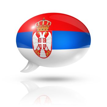 three dimensional Serbia flag in a speech bubble isolated on white with clipping path