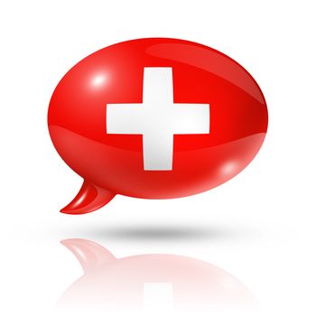 three dimensional Switzerland flag in a speech bubble isolated on white with clipping path