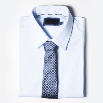 Set of trendy Men clothing is on white background. Shirt and tie