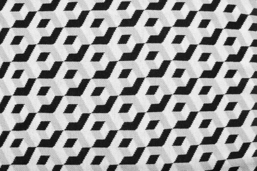 abstract geometric black and white print on fabric. close up