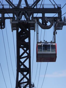 Roosevelt Island cable tram car that connects Roosevelt Island to Manhattan in New York