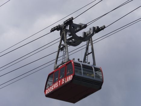 Roosevelt Island cable tram car that connects Roosevelt Island to Manhattan in New York