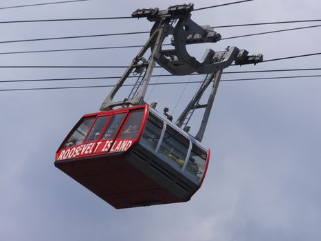 Roosevelt Island cable tram car that connects Roosevelt Island to Manhattan in New York