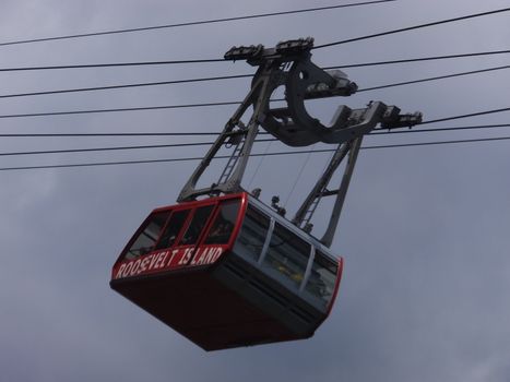 Roosevelt Island cable tram car that connects Roosevelt Island to Manhattan in New York