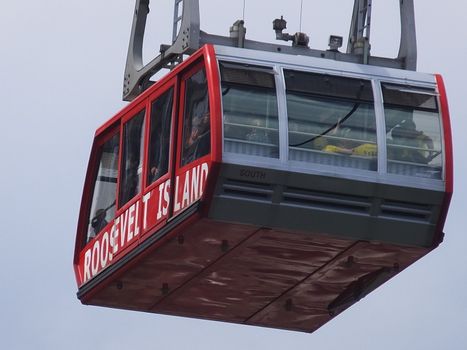 Roosevelt Island cable tram car that connects Roosevelt Island to Manhattan in New York