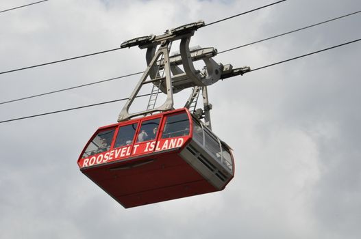 Roosevelt Island cable tram car that connects Roosevelt Island to Manhattan in New York