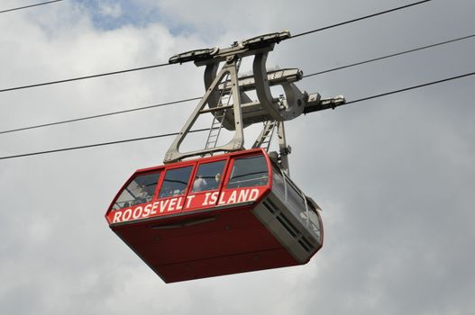 Roosevelt Island cable tram car that connects Roosevelt Island to Manhattan in New York