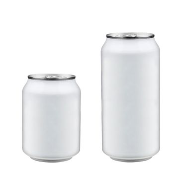 isolated two aluminum soda cans