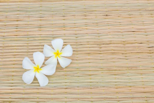 White Plumerias on thai traditional mat