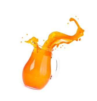 orange juice splash isolated on white