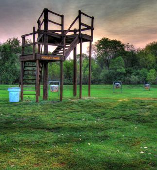 Field archery range at a park in hdr in soft focus