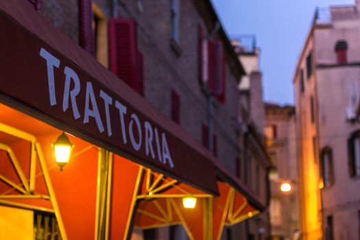 Old trattoria in the downtown of Ferrara city