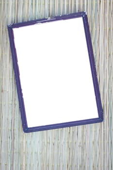wooden old black picture frame on traditional mat with white space in the middle