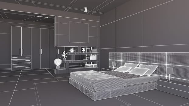 Interior render of a bedroom with some furinitures
