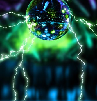 Electrifying disco mirror ball night club background