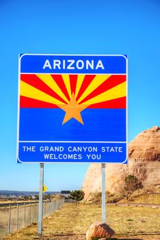 Arizona road sign at the state border