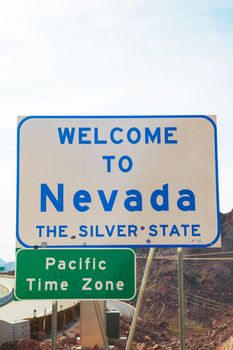 Welcome to Nevada road sign at the state border