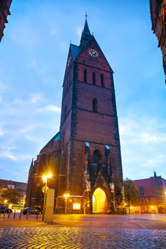 Marktkirche in Hanover, Germany at night