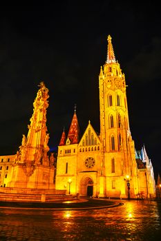 Matthias church in Budapest, Hungary at night