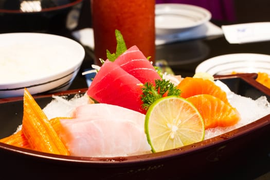 sashimi raw fish seafood rice bowl - japanese food