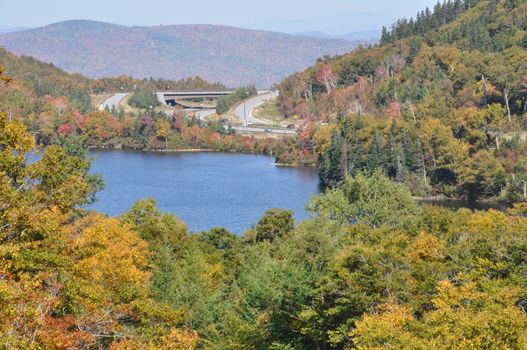 Echo Lake in Franconia Notch in the White Mountains of New Hampshire