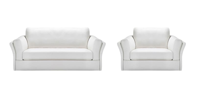 white leather sofa with armchair
