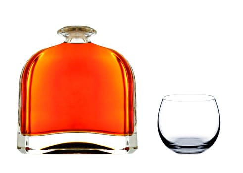 cognac in bottle with glass