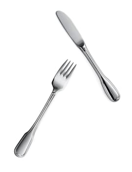 Fork and knife isolated on white background