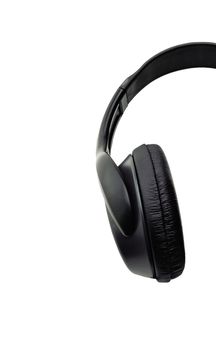black headphone close up